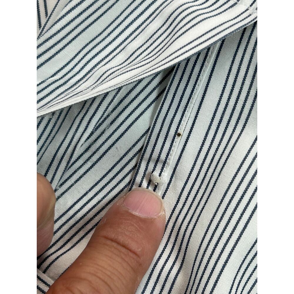 Vintage Lacoste Striped Dress Shirt Men's Size 38 Cotton Button Up White Blue - Picture 5 of 9